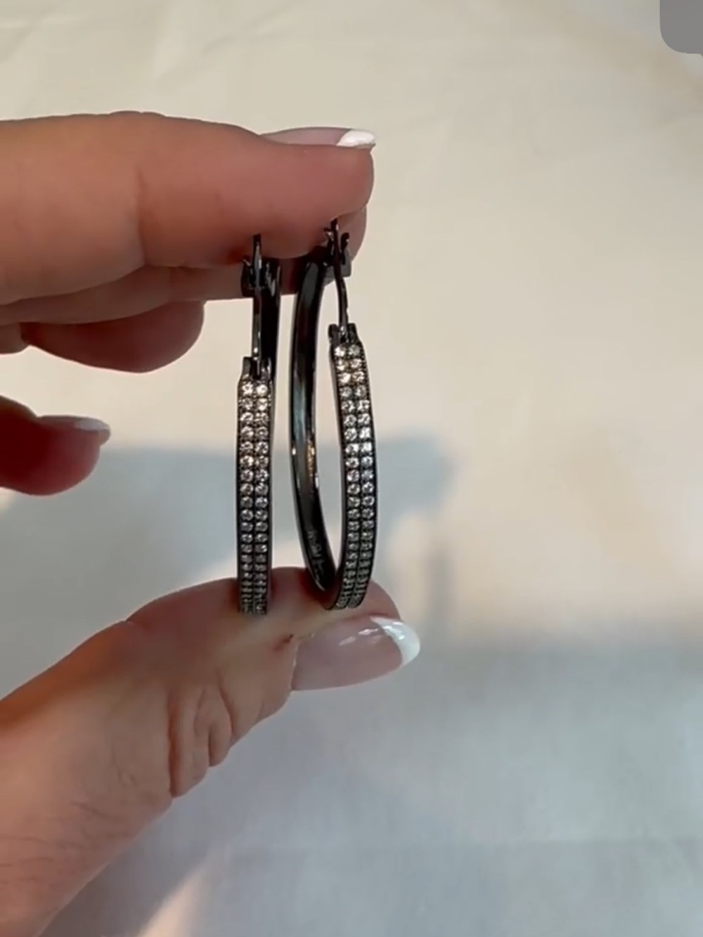 Pavé Crystal Black Hoop Earrings - Women Jewelry